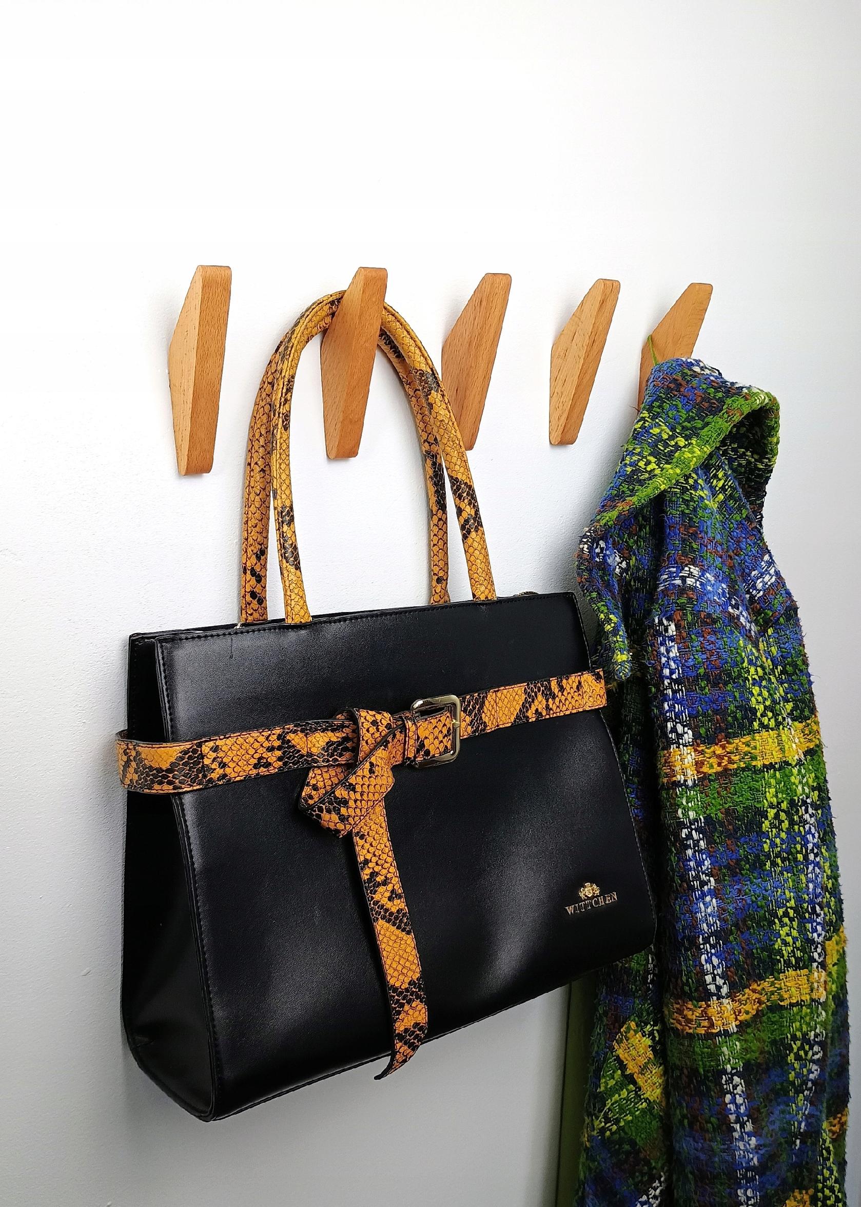 Wieszak z Drewna Litego Bukowego Własnej Roboty na Ścianę Korytarz Wiszący