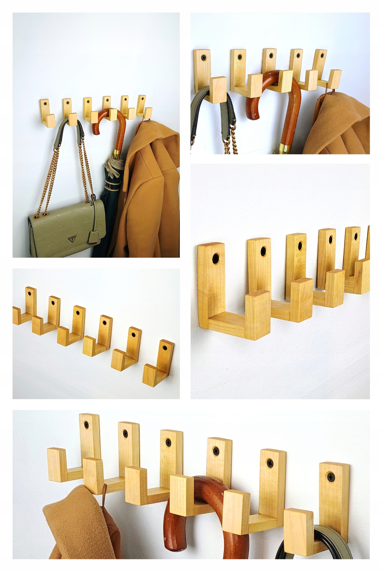 Wieszaki Dziecięce drewniane Haczyk na Kubki ubrania pojedynczy na ścianę