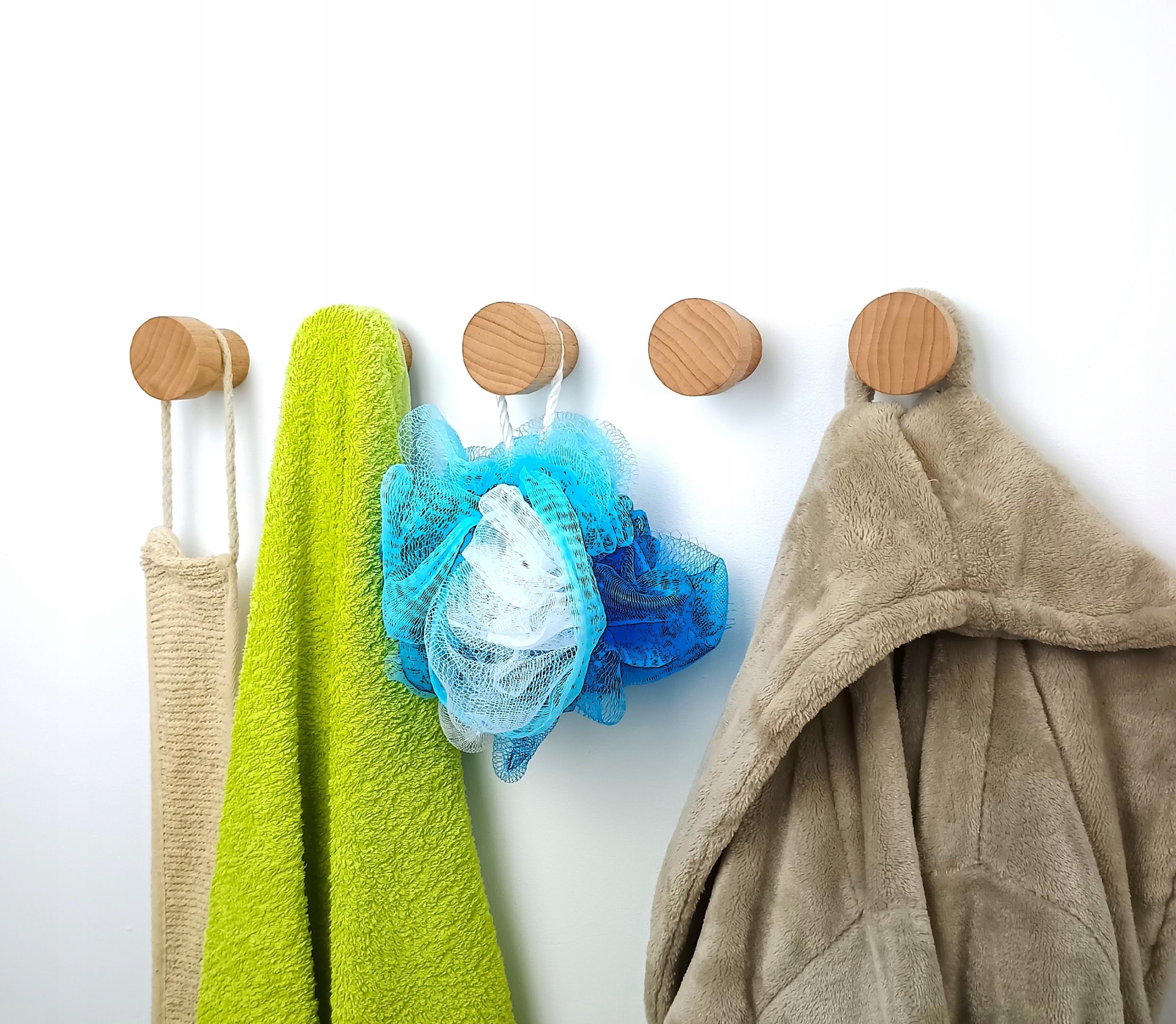 Drewniany Wieszak na Ścianę 5,5 cm Ubrania Ręczniki do Sauny Garderoby 45mm