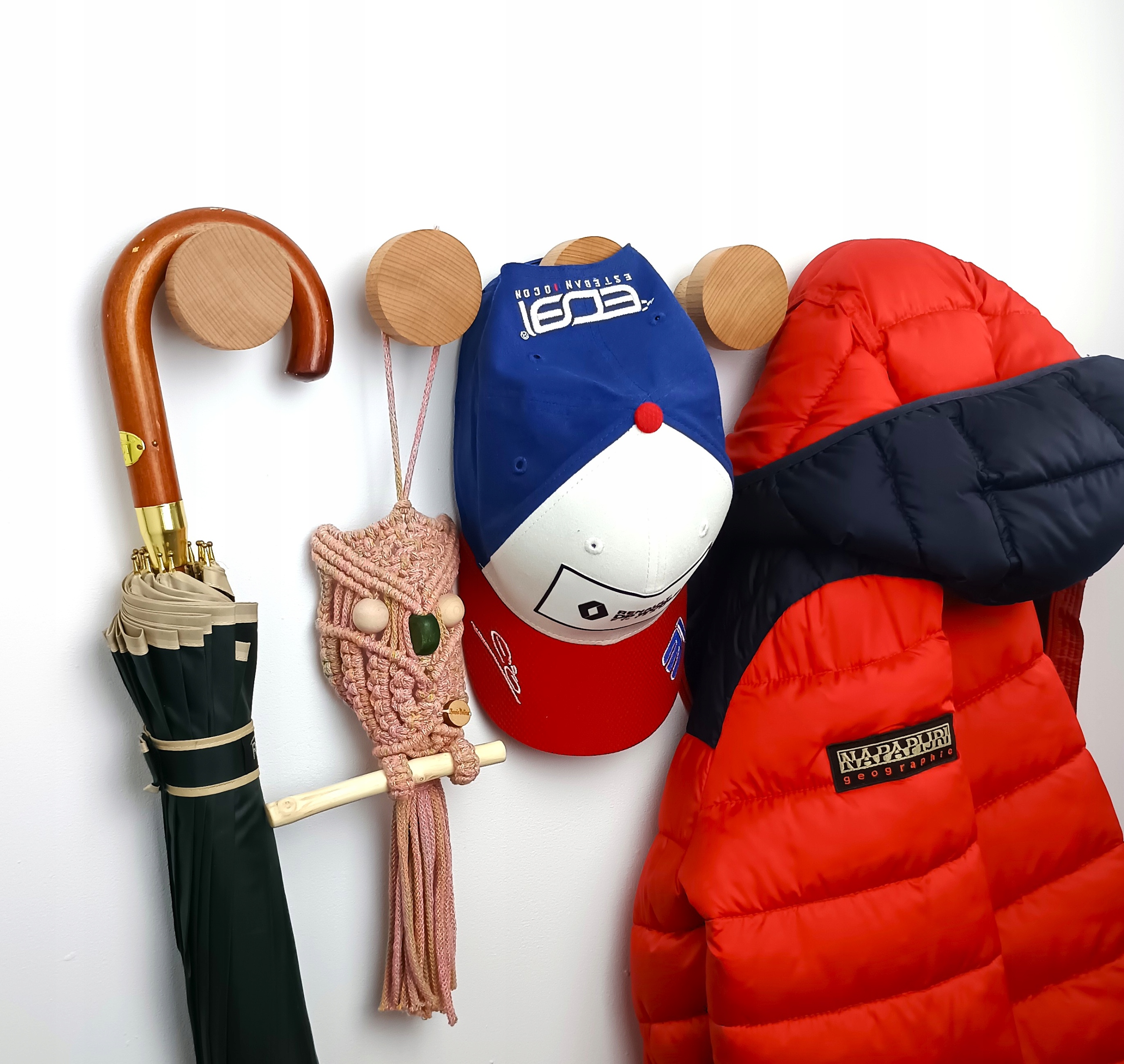 Drewniany Wieszak na Ścianę 5,5 cm Ubrania Ręczniki do Przedpokoju Hol 60mm