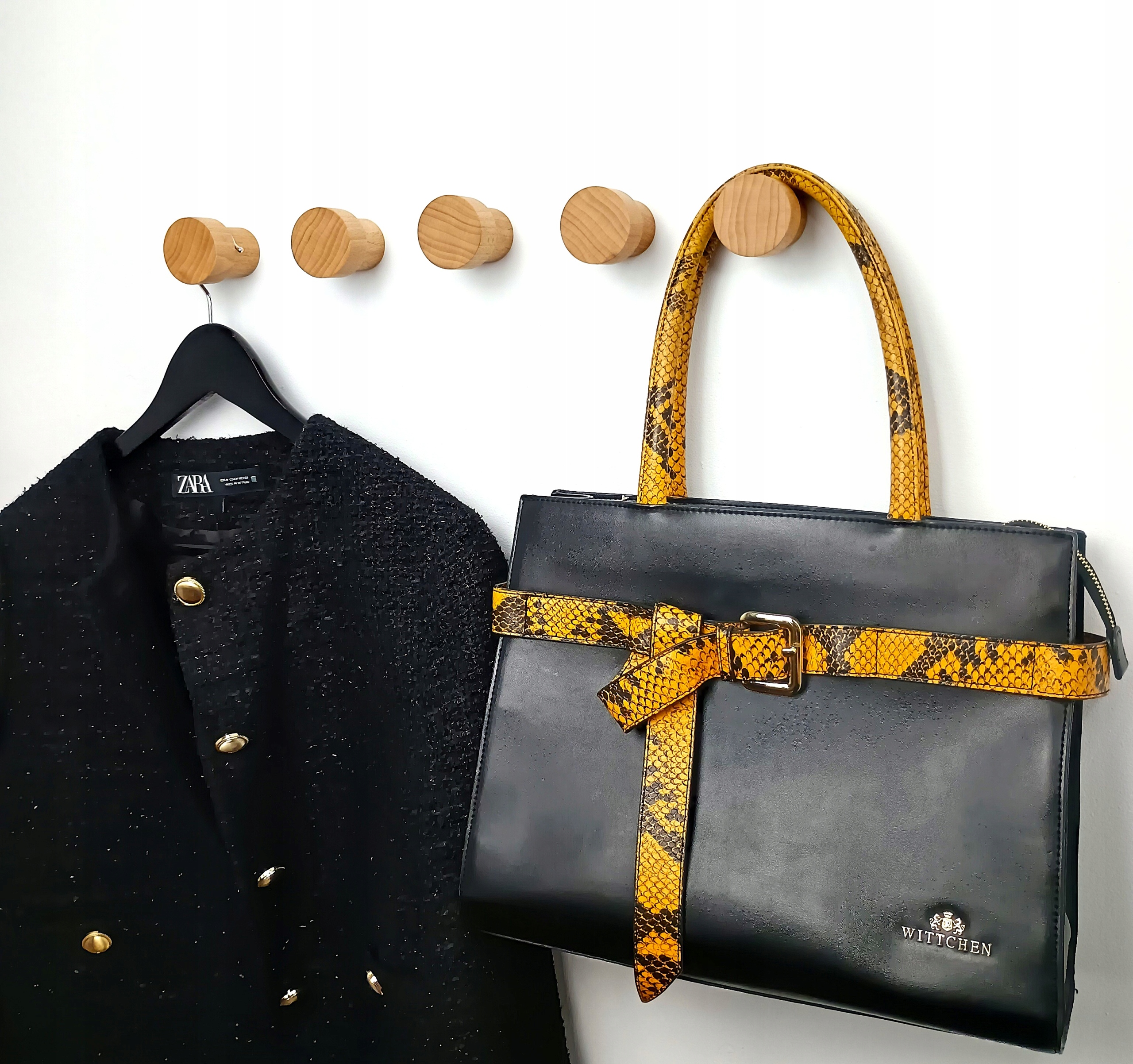 Drewniany Wieszak na Ścianę 5,5 cm Ubrania Ręczniki do Sauny Garderoby 45mm