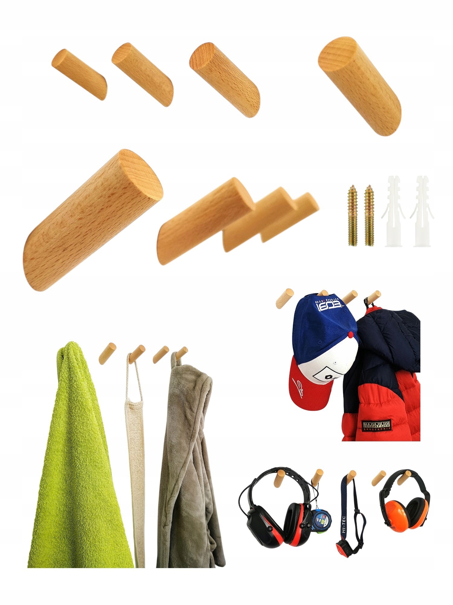 Wieszak Drewniany Kołek Ścienny Na Ubrania Owalny Uchwyt Do Wieszania Buk