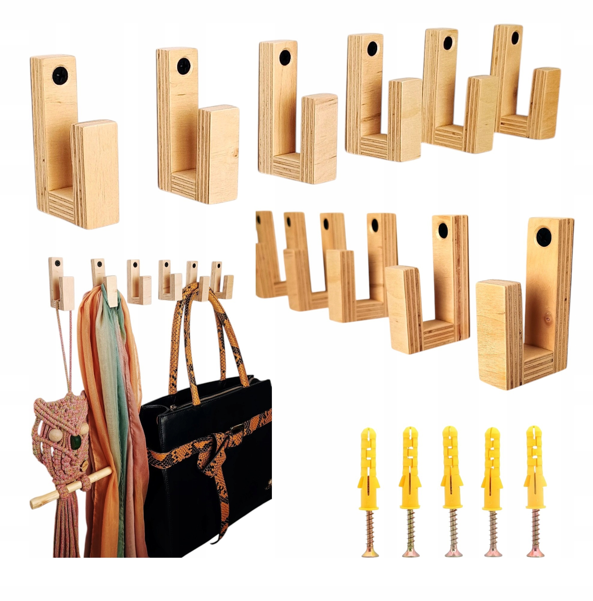 Wieszaki scienny drewniany na klucze przybory kuchenne czapki Sklejka Eko