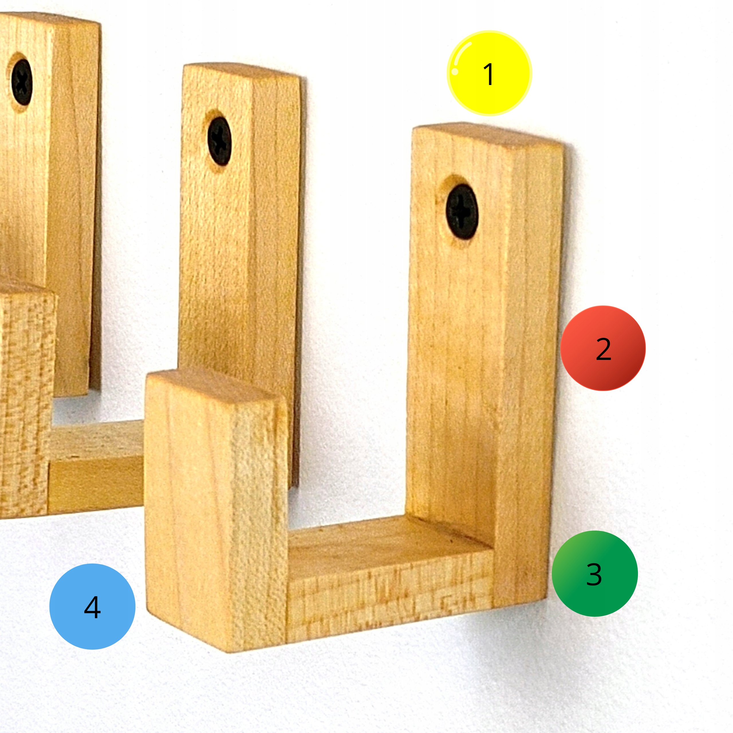 Wieszaki Dziecięce drewniane Haczyk na Kubki ubrania pojedynczy na ścianę