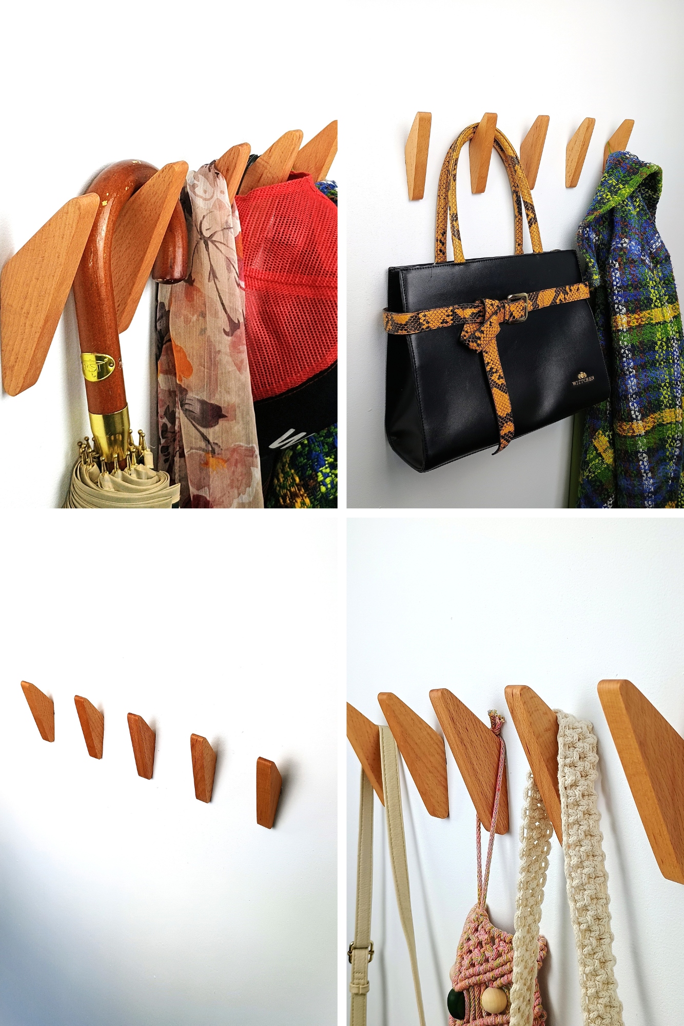 Wieszak z Drewna Litego Bukowego Własnej Roboty na Ścianę Korytarz Wiszący