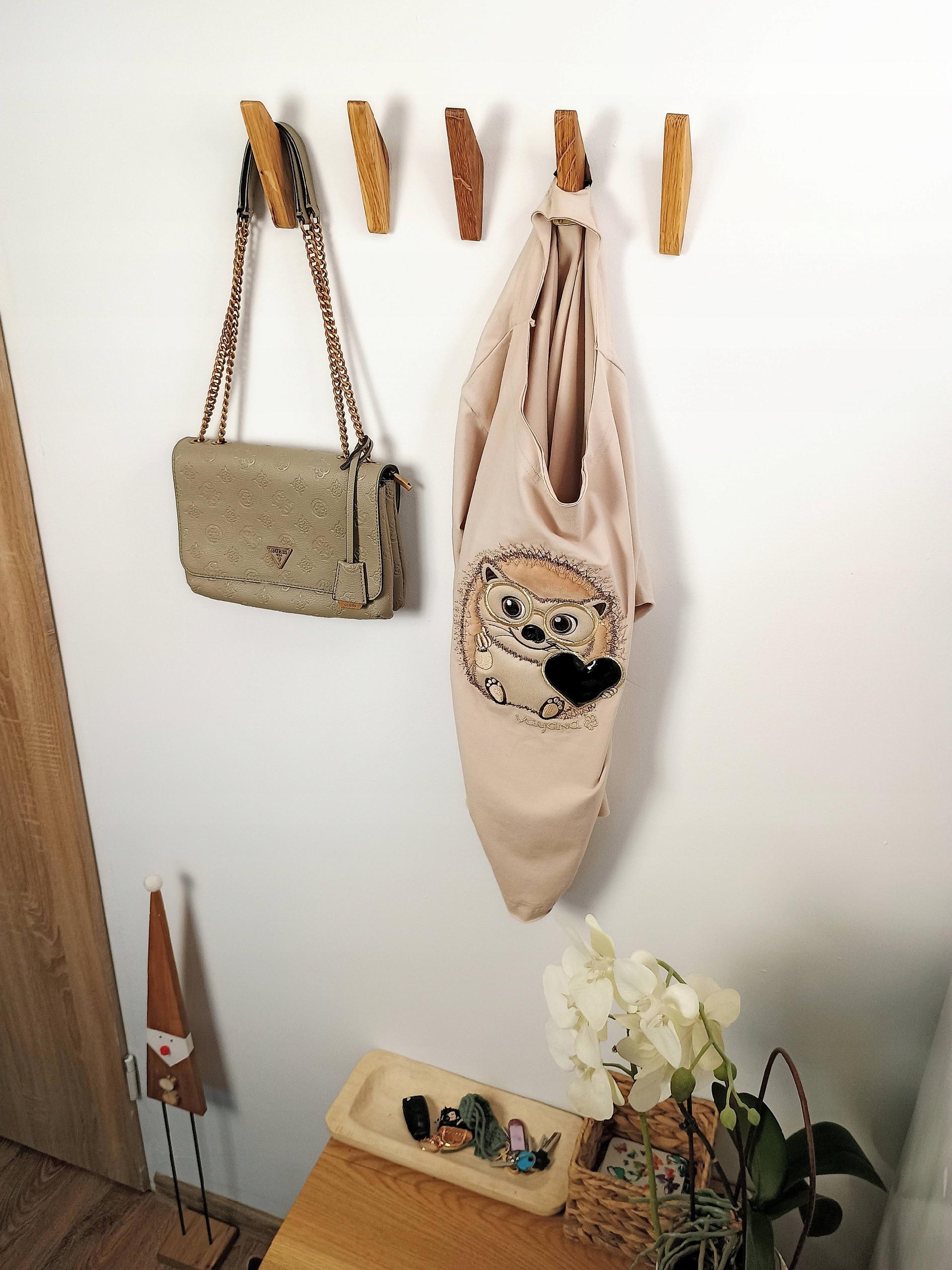 Wieszak na Ubrania do Przedpokoju Drewniany Ścienny Wiszący Brązowy Dębowy