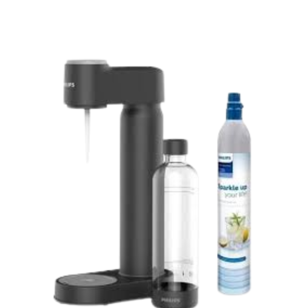 Philips Machine à Soda, avec cartouche de CO₂, Noire + 3 sirops SodaStream