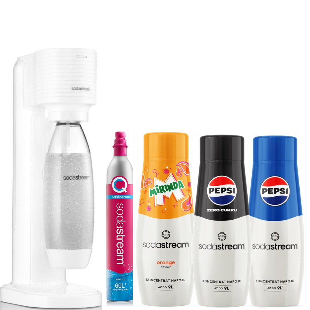 3 x Sirops SodaStream + Machine à eau gazeuse GAIA Blanche