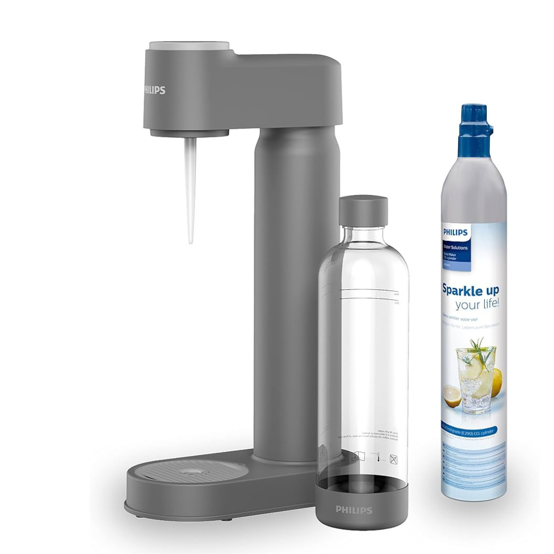 3 x sirops + Philips Lite Soda Maker, avec cartouche de CO2, Gris