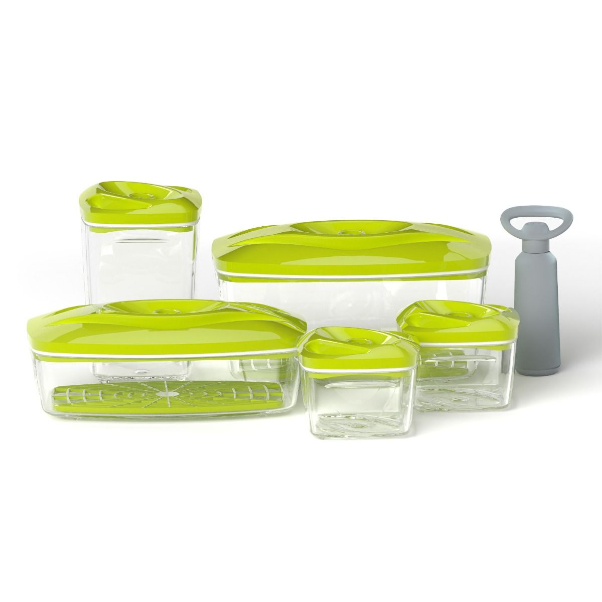 Ensemble de 5 contenants alimentaires sous vide SeeYoo Vert Citron