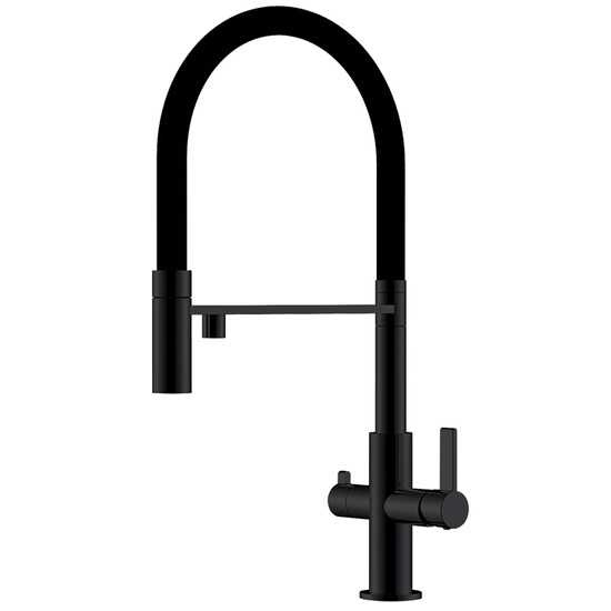 Robinet d’évier à trois voies avec douche extractible Helika Soifos 7763 (noir mat)