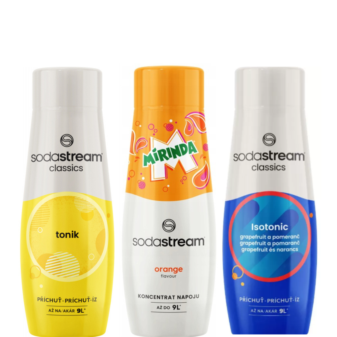 3 x SodaStream ISOTONIC + TONIK+MIRINDA Sirops