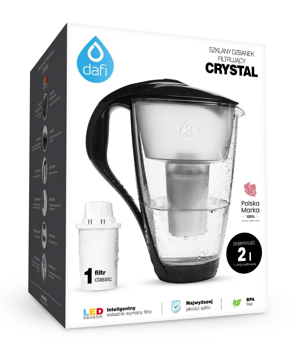 Carafe filtrante en verre Dafi Crystal (noir)