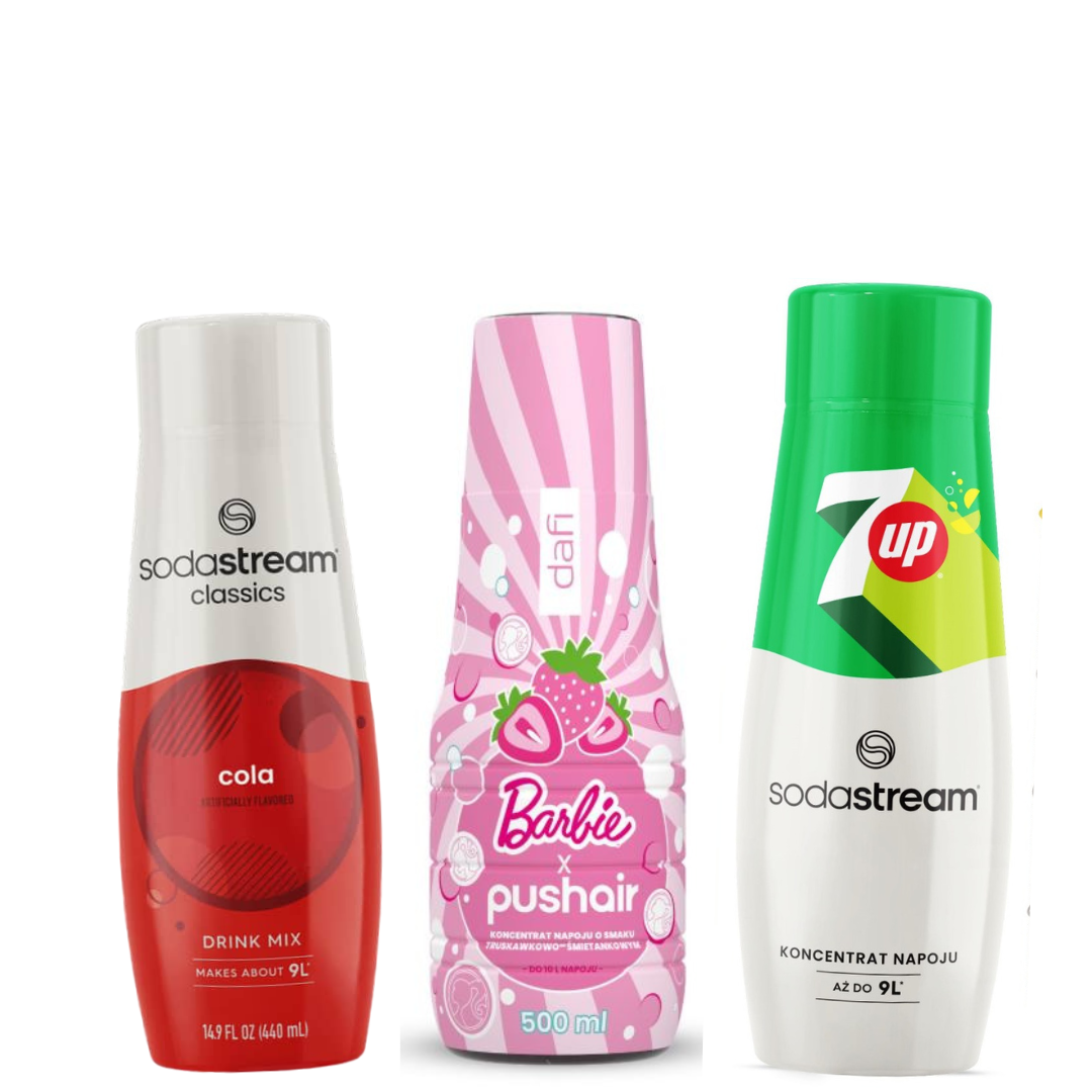 PUSHAIR BARBIE + SodaStream COLA and 7 UP Syrups