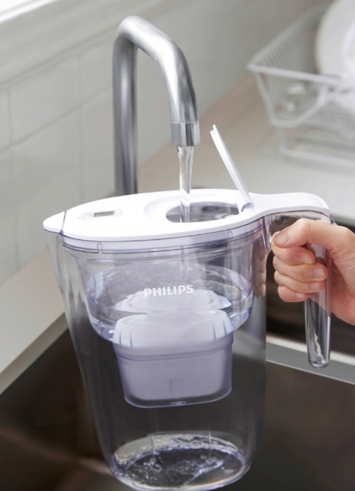 Carafe filtrante Philips, 2,6L, avec minuterie, blanche (AWP2933WHT)