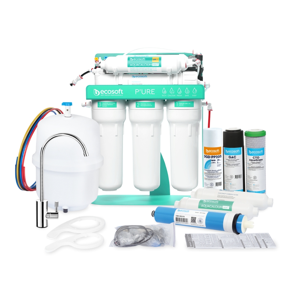 Osmose inverse Ecosoft PURE AquaCalcium Menthe avec pompe