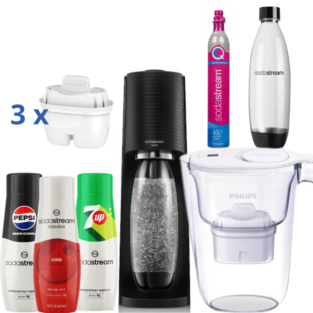 Philips Water Filter Jug+ 3 Syrups + SodaStream Saturator