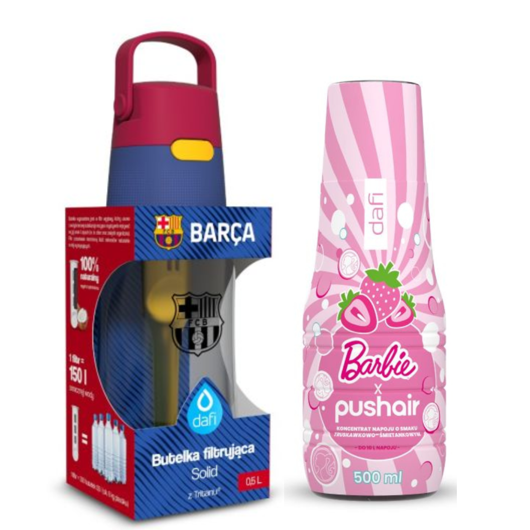 Dafi Solid 0.5 L filtering bottle FC Barcelona + Barbie syrup