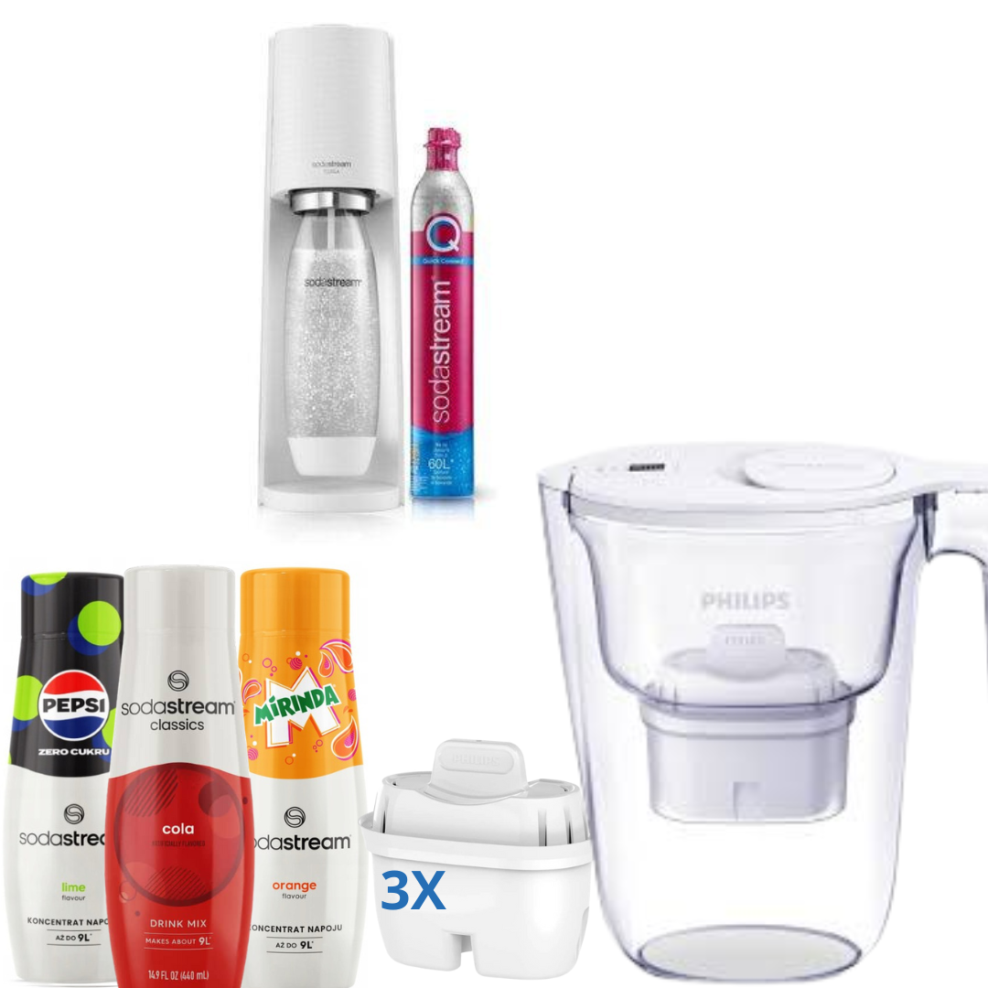 Terra White soda maker 3 x Syrups + Philips Water Filter Jug