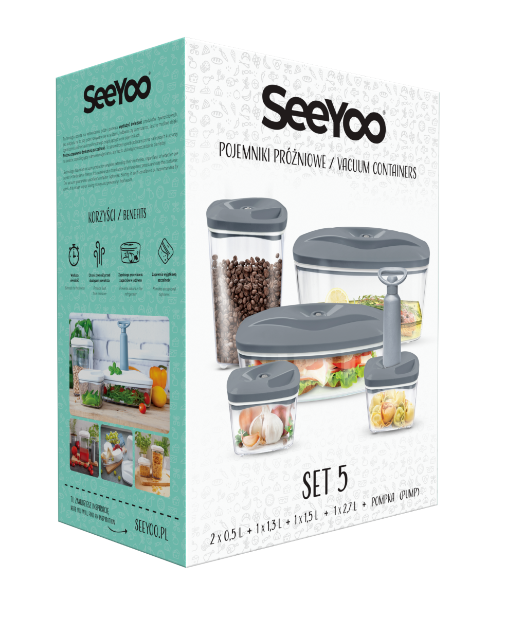Ensemble de 5 contenants alimentaires sous vide SeeYoo noirs