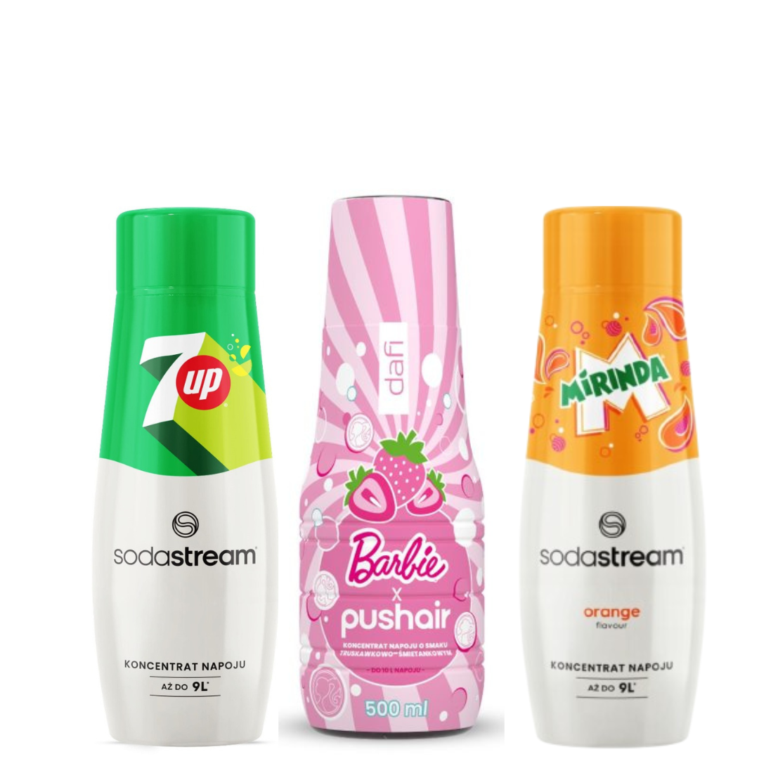 PUSHAIR BARBIE + SodaStream MIRINDA and 7 UP Syrups