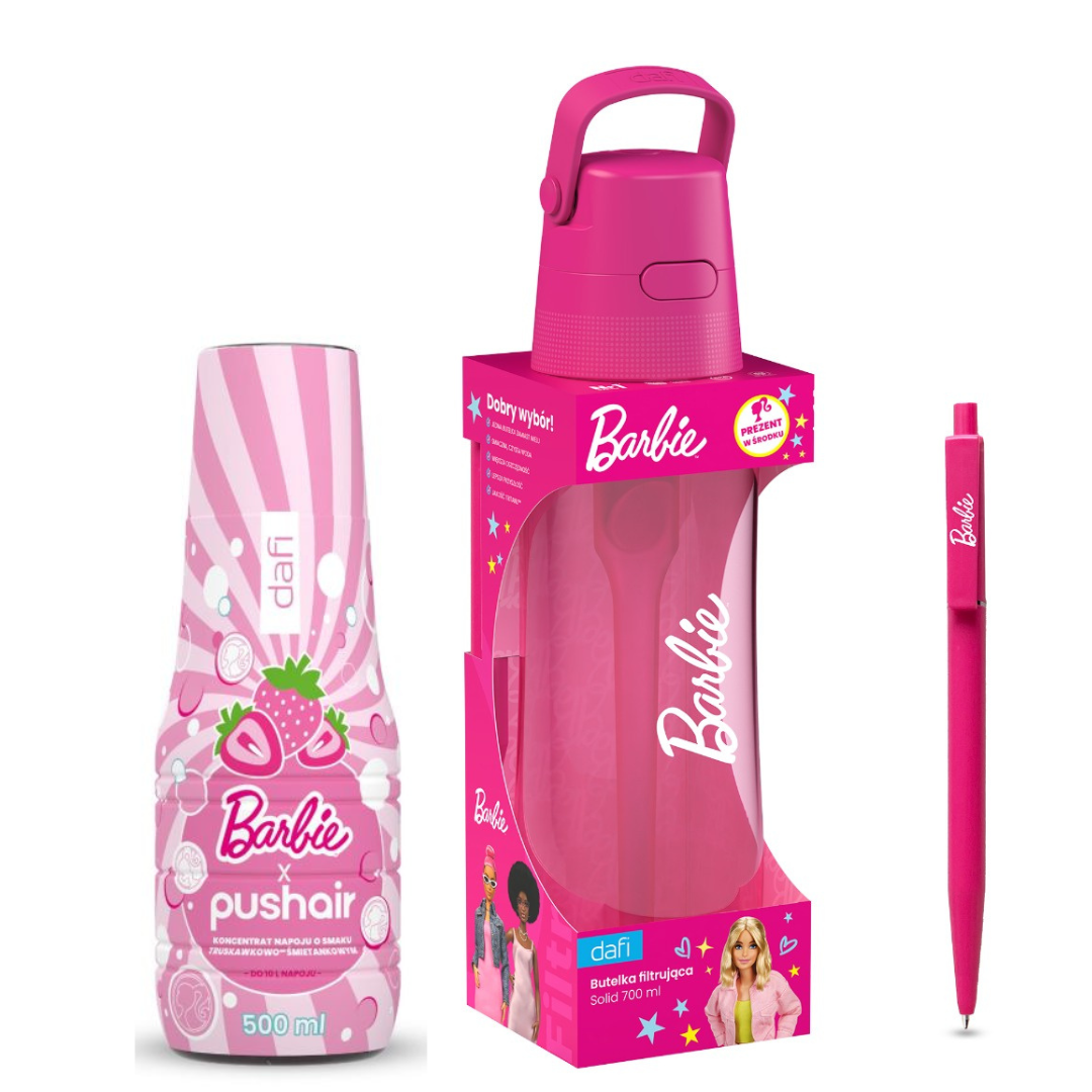 Barbie SOLID 0.7 filtrační láhev + PUSHAIR BARBIE sirup na vodu 500 ml