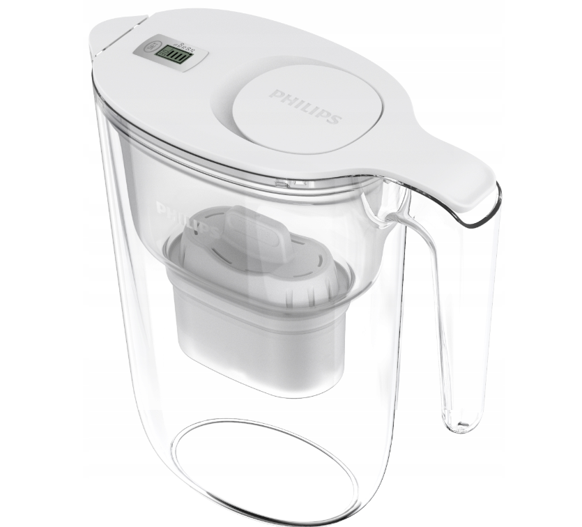 Carafe filtrante Philips, 2,6L, avec minuterie, blanche (AWP2933WHT)