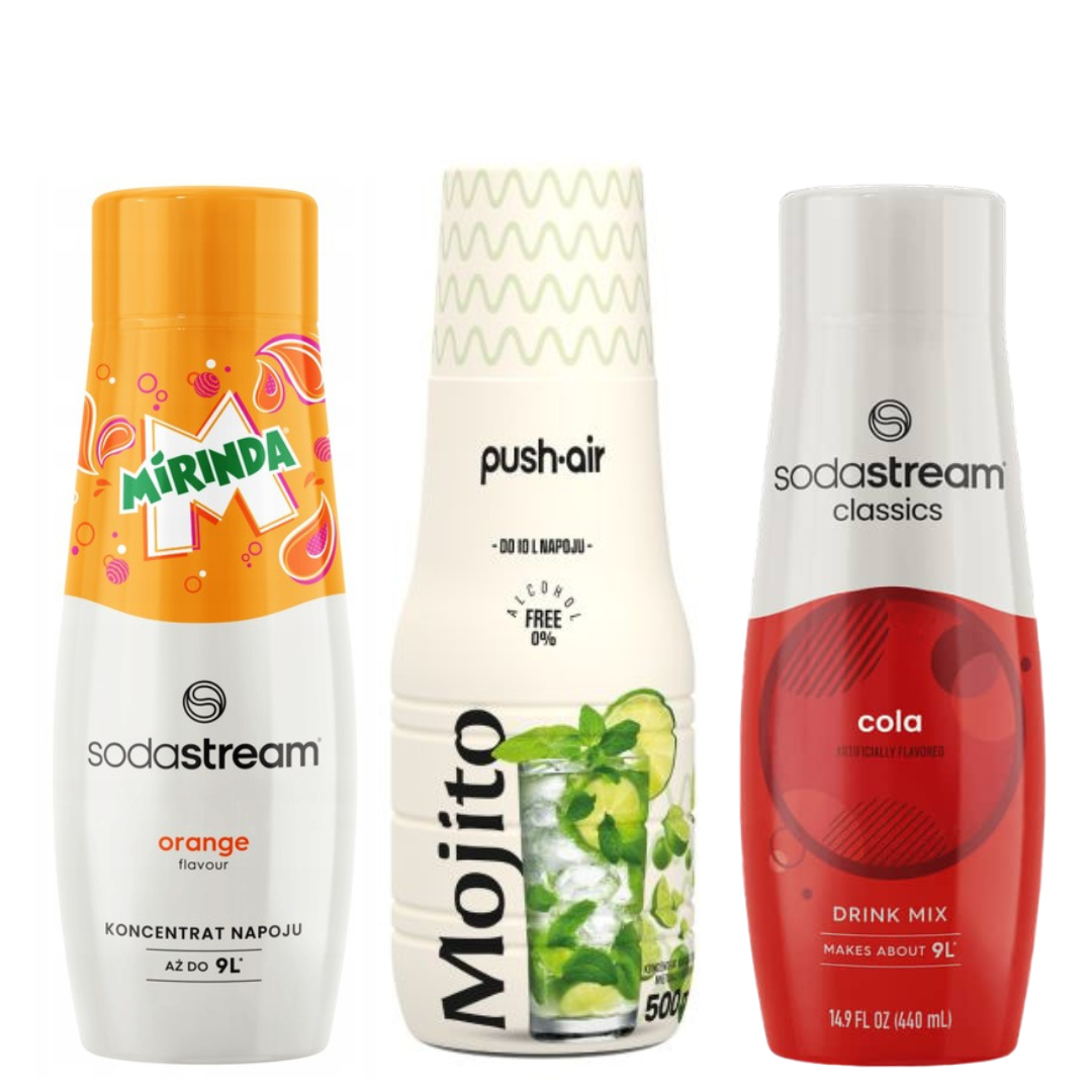 PUSHAIR MOJITO + SodaStream COLA a MIRINDA