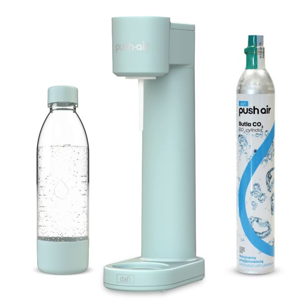 Saturateur d'eau PUSHAIR Dafi menthe + Bouteille 0,7 L + 4x Sirops