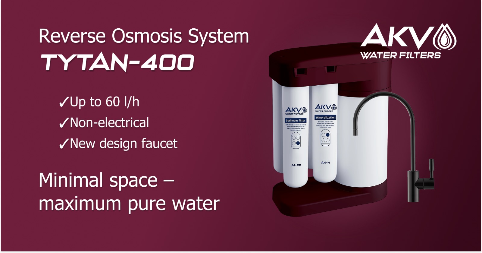 AKV RO TYTAN-400 Burgundy - système d'osmose inverse haute performance (400 GPD)