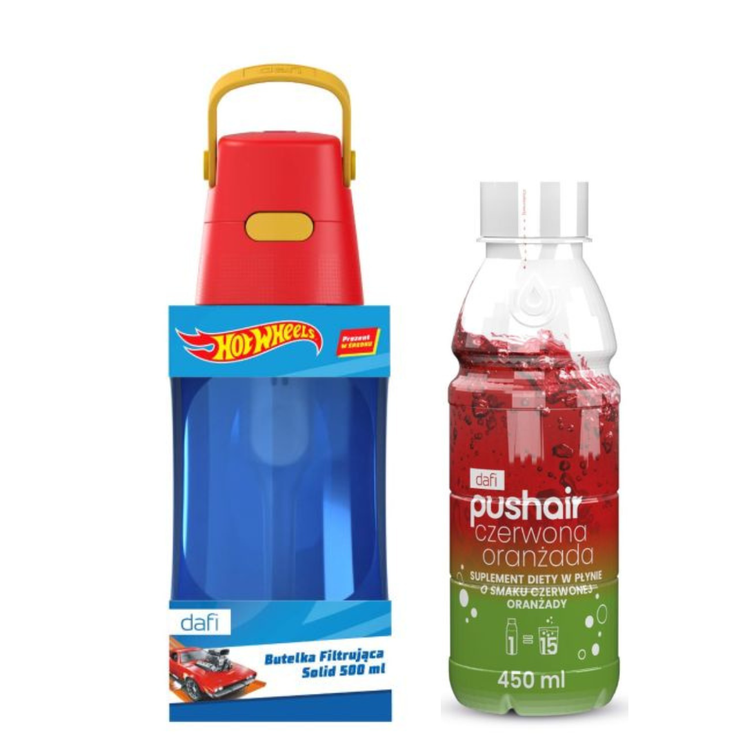 Bouteille filtrante Dafi SOLID HOT WHEELS 0,5 l + Sirop Orange Sanguine