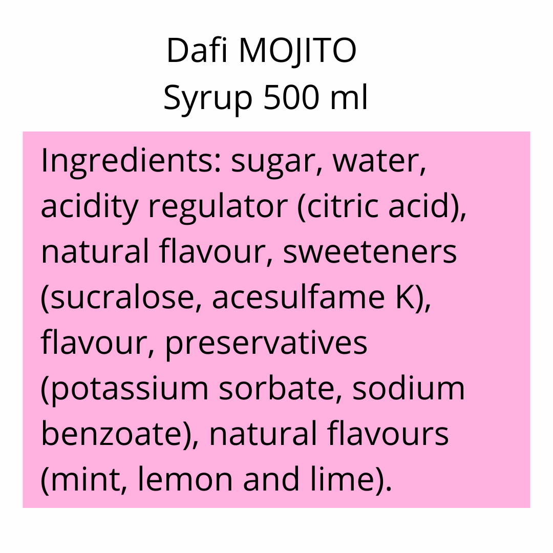 4× Sirops Dafi Mojito + Apéritif Spritz + Pamplemousse + Orange blanche