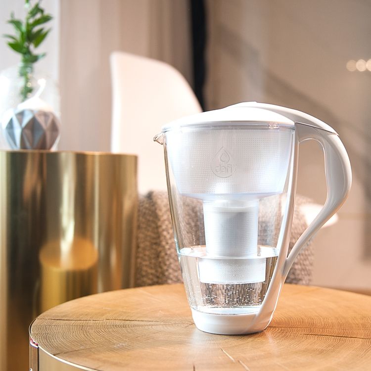 Carafe filtrante en verre Dafi Crystal (blanche)