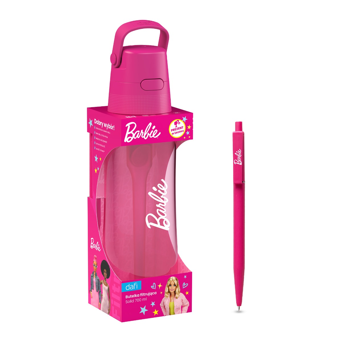 Barbie SOLID 0.7 filtrační láhev + PUSHAIR BARBIE sirup na vodu 500 ml