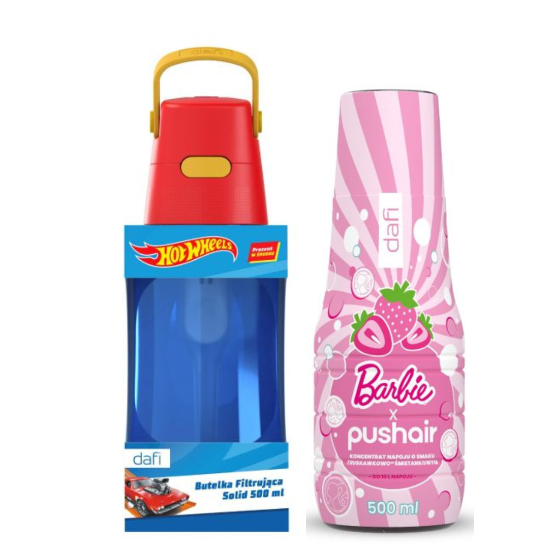 Dafi SOLID HOT WHEELS Filter Bottle 0.5 + Barbie Syrup