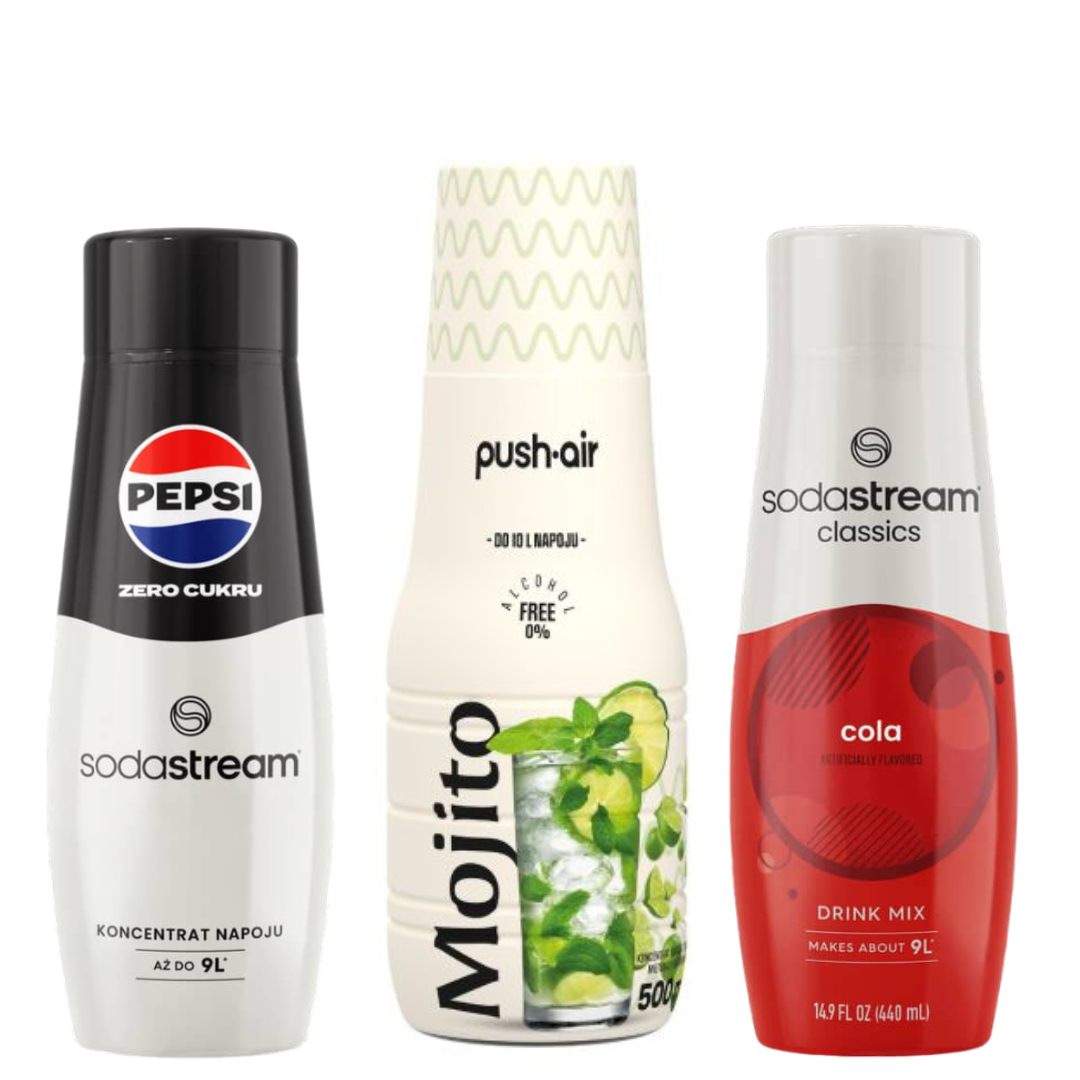PUSHAIR MOJITO+ SodaStream COLA and PEPSI MAX