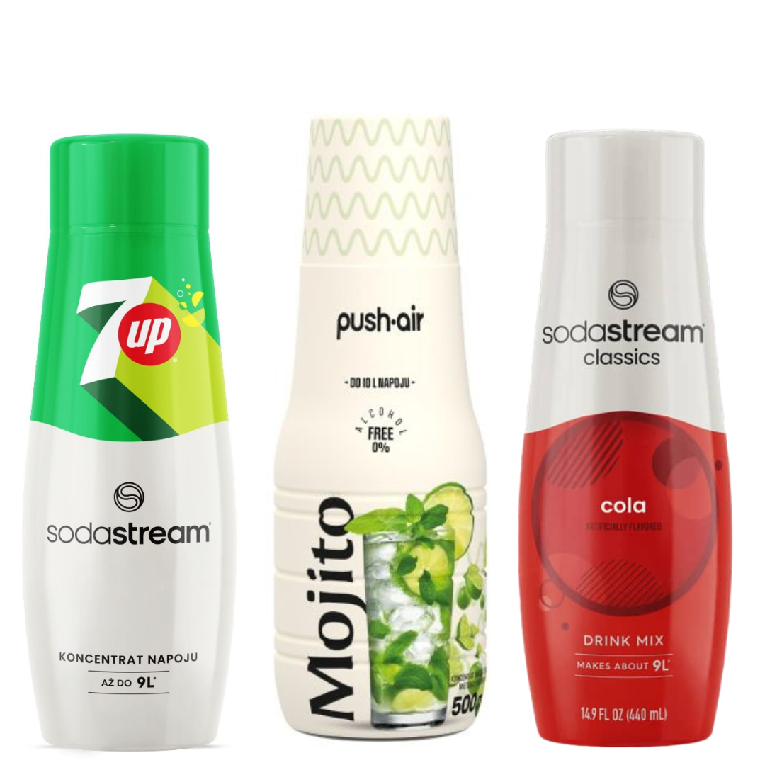 PUSHAIR MOJITO + SodaStream COLA and 7 UP