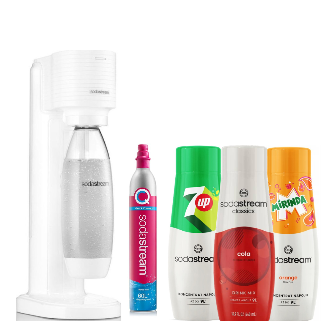 GAIA White Sparkling Water Maker + 3 Syrups