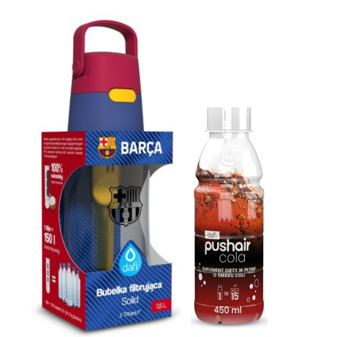 Bouteille filtrante Dafi Solid 0,5 L FC Barcelona + sirop Cola