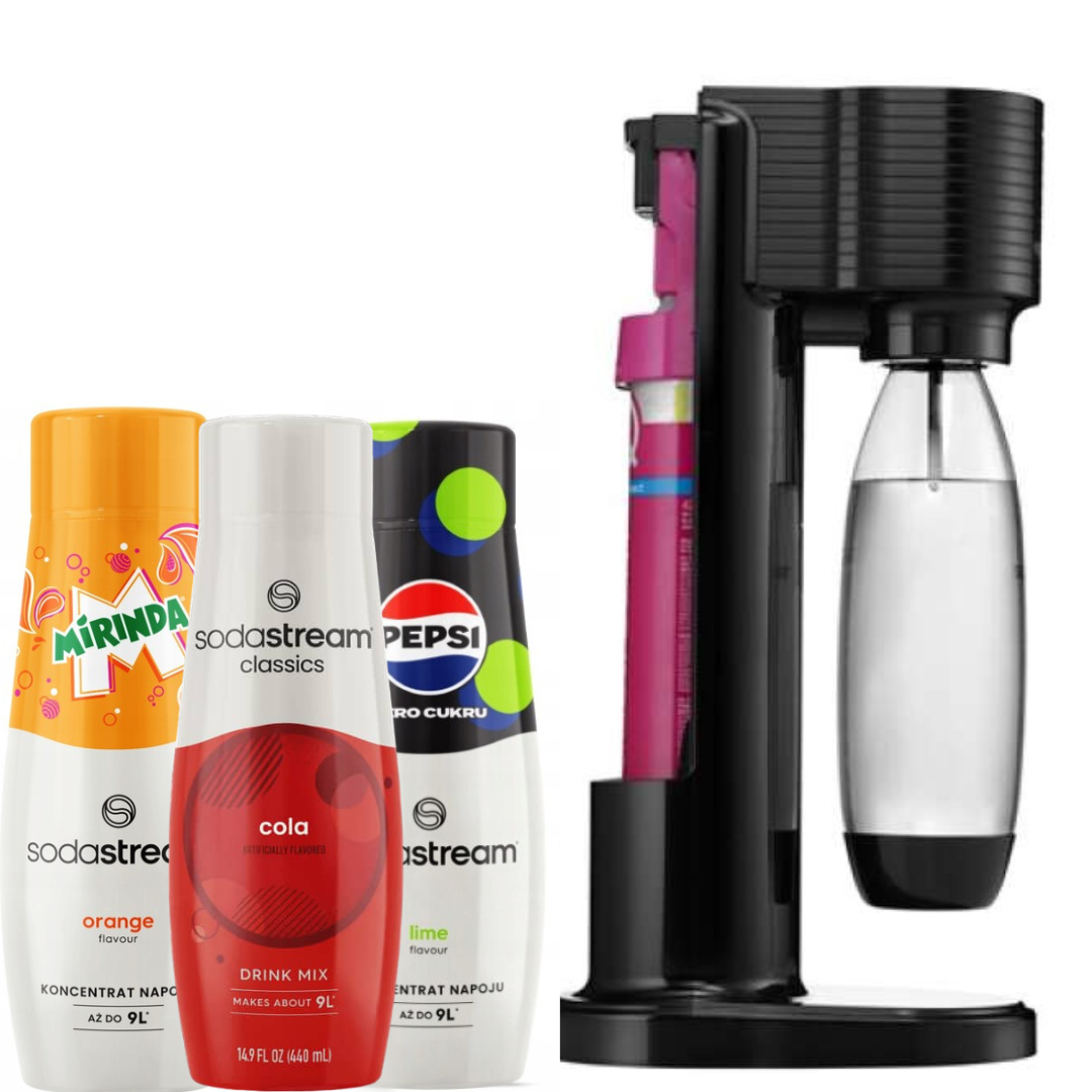 GAIA Black soda maker + 3 x Syrups
