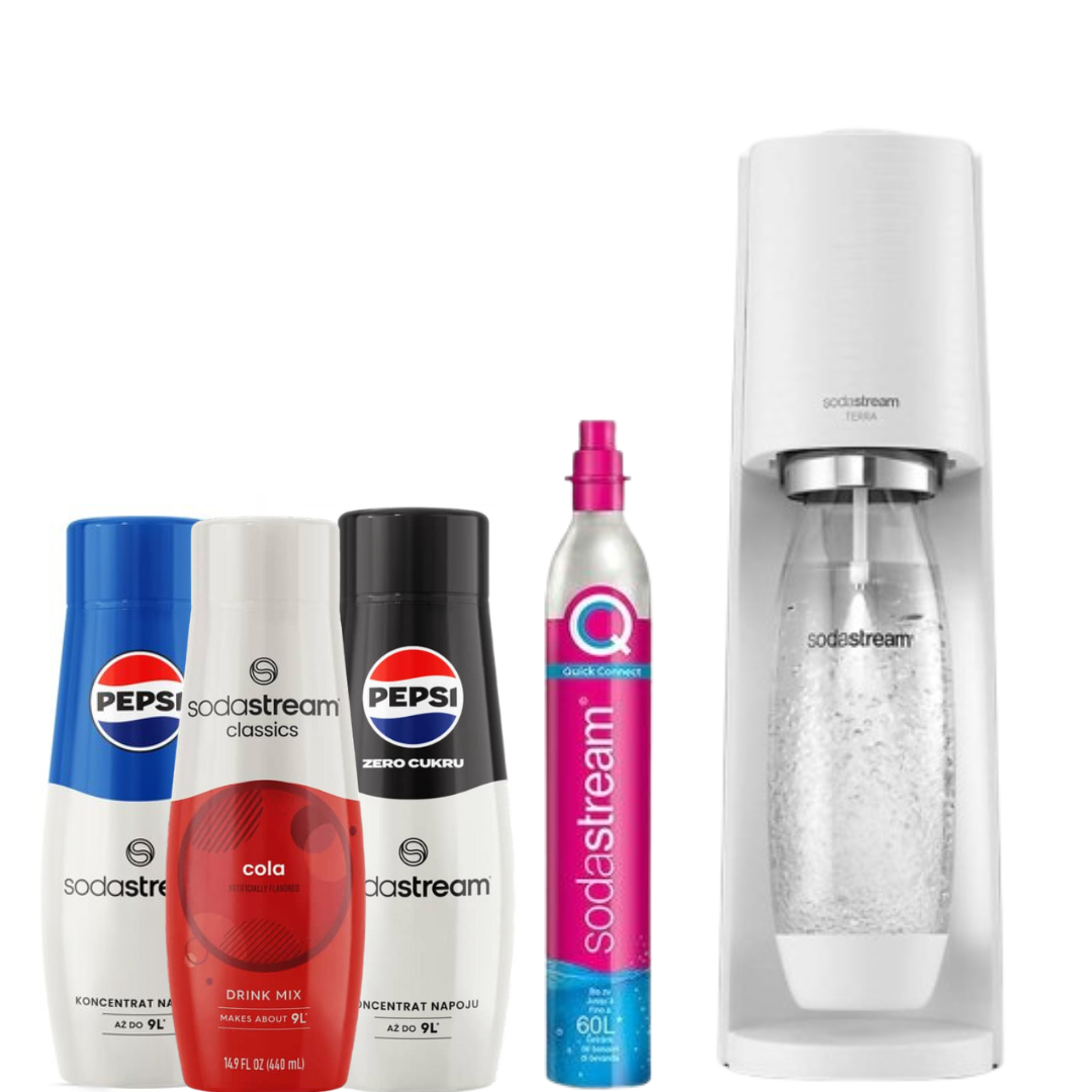 SodaStream Terra White Soda Maker + 3 x Syrups