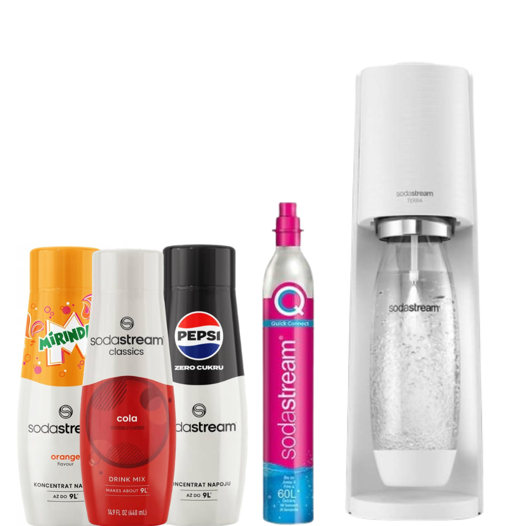 Terra White Soda Maker +SodaStream  3 x Syrups
