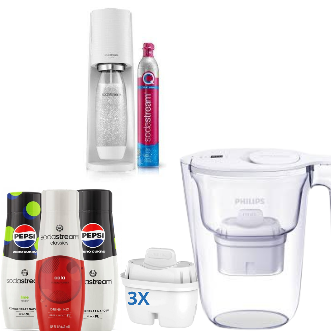 3 Syrups +Terra White soda maker+  Philips Water Filter Jug