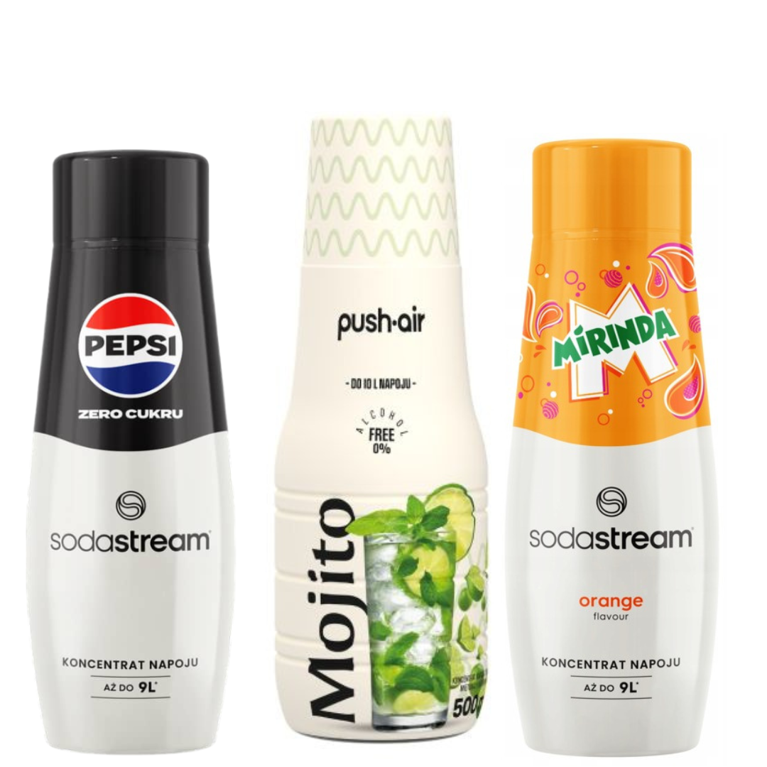 PUSHAIR MOJITO + SodaStream MIRINDA et PEPSI MAX