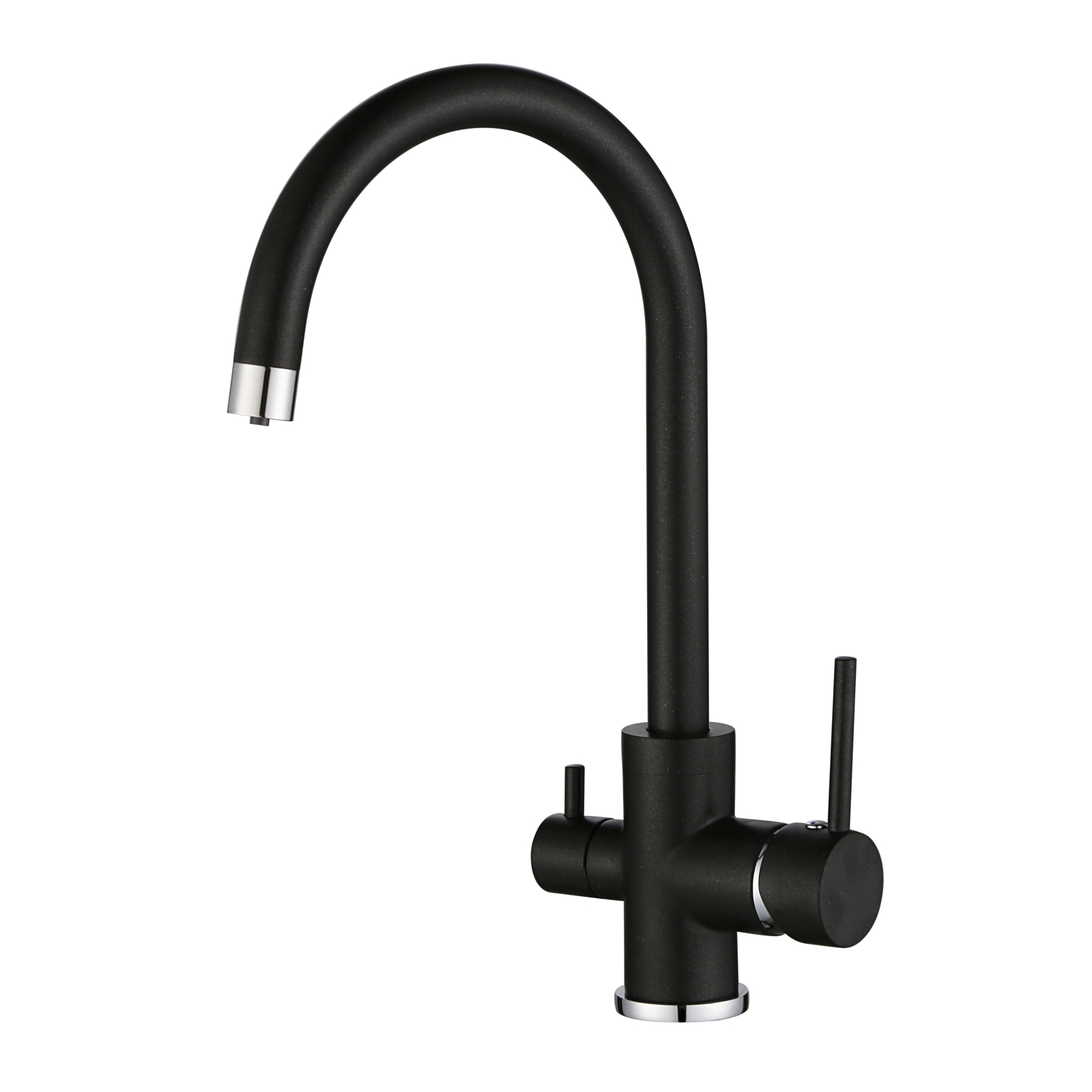 Robinet d’évier à trois voies Aquasanita Sabiaduo 2963 (noir métallisé)
