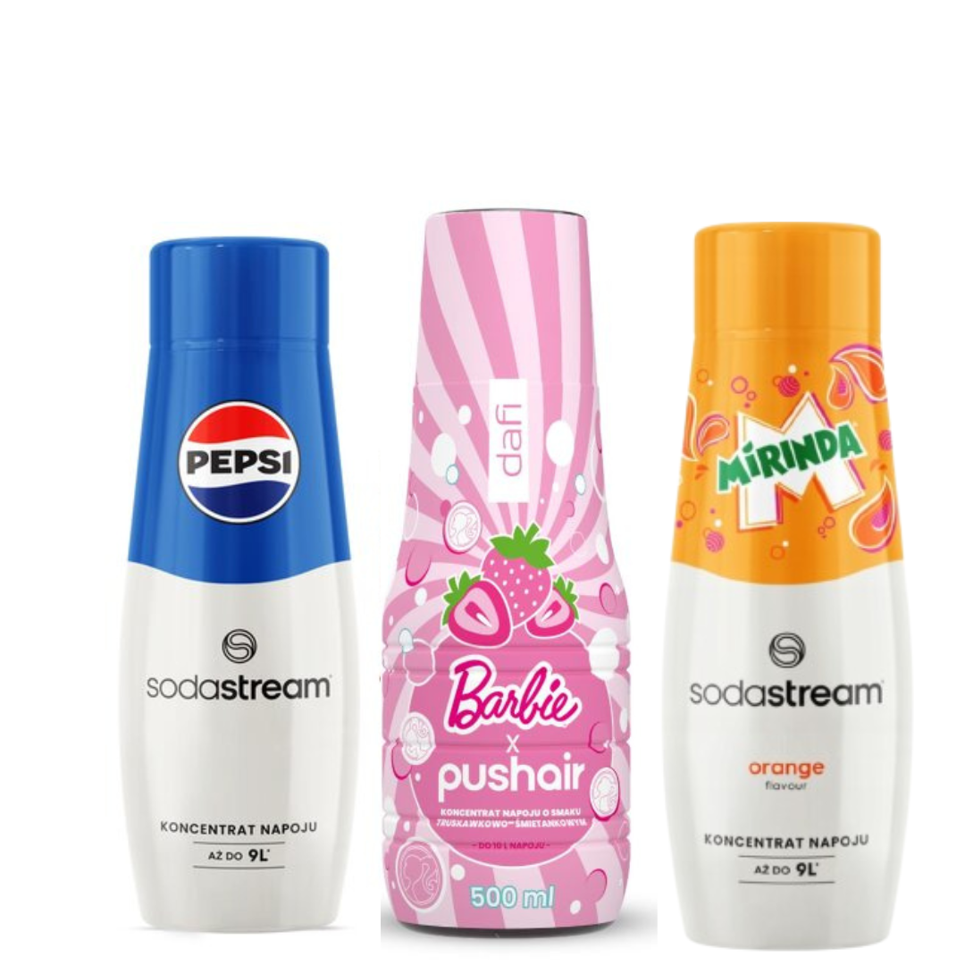 PUSHAIR BARBIE + SodaStream MIRINDA and PEPSI Syrups