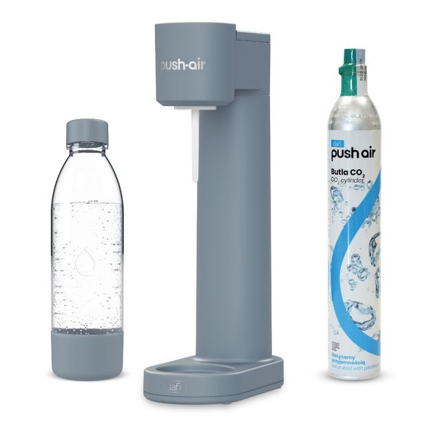 PUSHAIR Dafi saturateur d'eau acier + cartouche CO₂ + bouteille 0,7 L + 4 x sirops