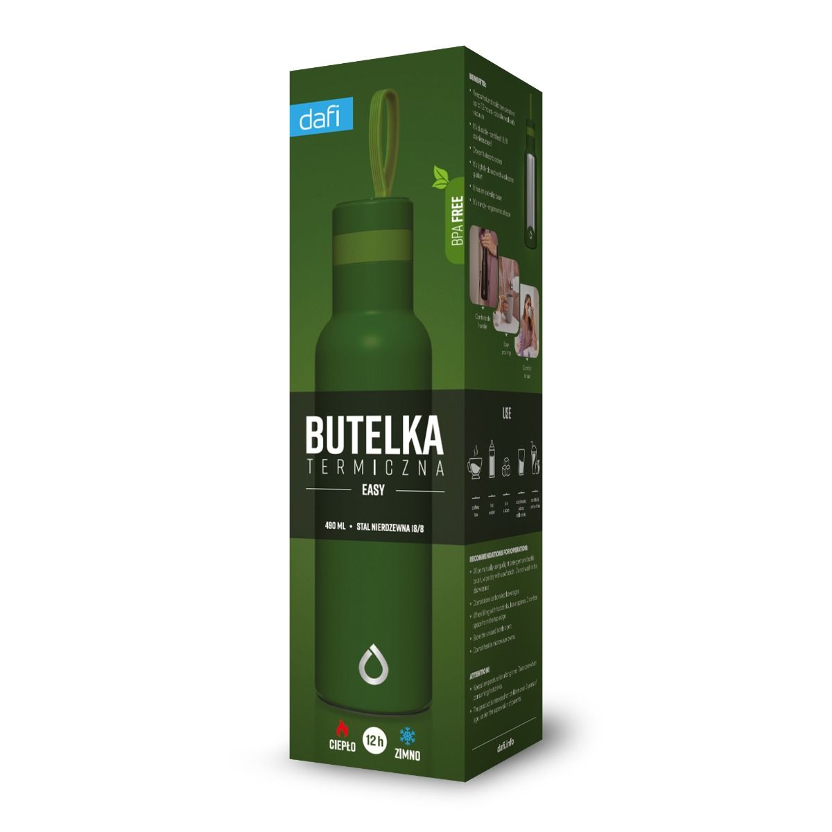 Bouteille Thermo Dafi EASY en Acier Inoxydable 0,49 l Vert Sauge