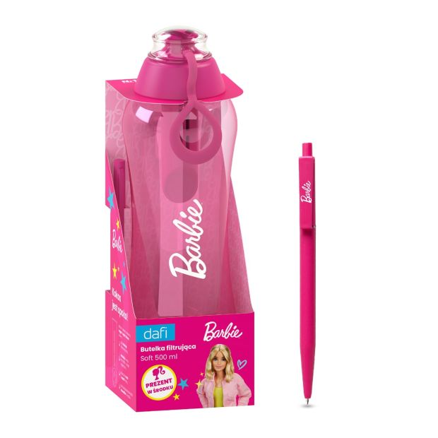 BARBIE Dafi SOFT 0,5 Filtrační Láhev + PUSHAIR BARBIE Sirup do Vody 500 ml