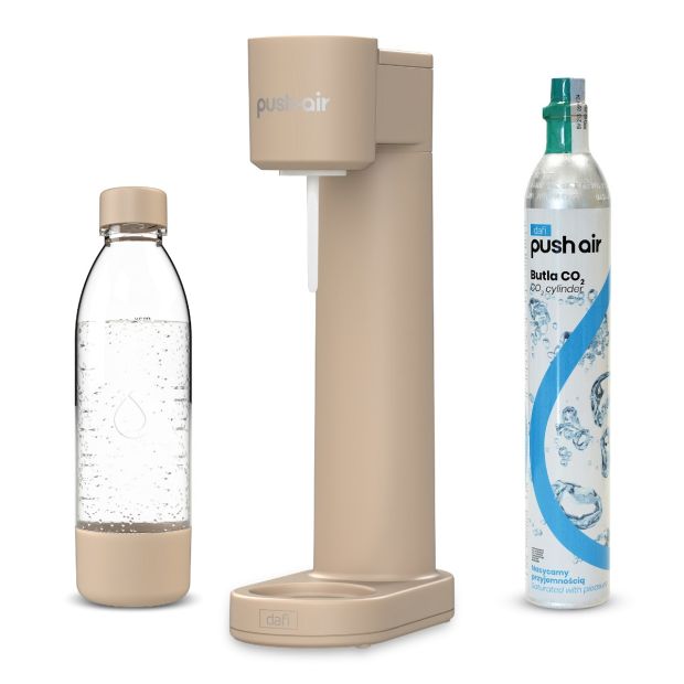 PUSHAIR Dafi Saturateur d'eau CAPPUCCINO + Cartouche de CO2 + Bouteille 0,7 L + Sirop Cola 450 ml